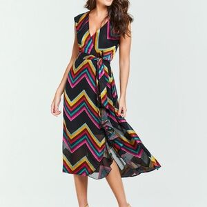 Alice + Olivia Chevron Patterned Wrap Dress
